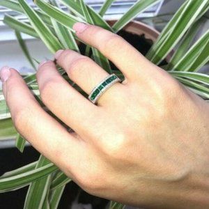 Emerald pave ring